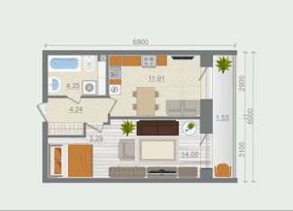 Продажа 1-ком. квартиры, 39.3 м2, деревня Разбегаево, квартал Эко Гармония, 5