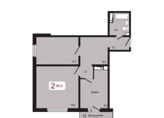 Продам двухкомнатную квартиру, 58.4 м2, Красноярский край, Складская улица, 34А