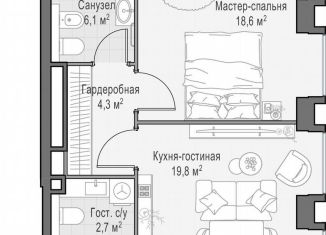 Продаю однокомнатную квартиру, 55.5 м2, Москва, метро Деловой центр