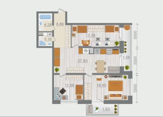 Продаю трехкомнатную квартиру, 96.7 м2, деревня Разбегаево, деревня Разбегаево, 1