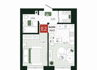 Продаю 1-комнатную квартиру, 34.6 м2, Тула