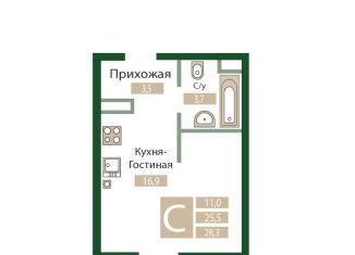Продается квартира студия, 28.3 м2, Крым