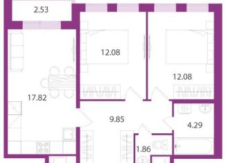 2-комнатная квартира на продажу, 58 м2, посёлок Шушары