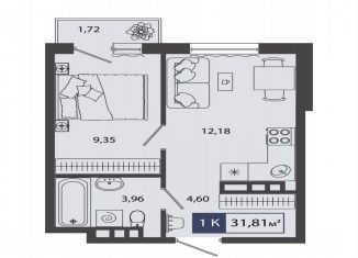 Продам однокомнатную квартиру, 31.8 м2, Тюмень, улица Василия Севергина, 2к3