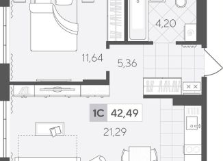 Продам однокомнатную квартиру, 42.5 м2, Тюмень, Ленинский округ
