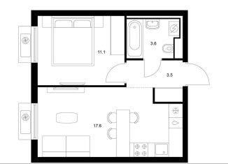 Продается однокомнатная квартира, 35.8 м2, Санкт-Петербург, муниципальный округ Волковское