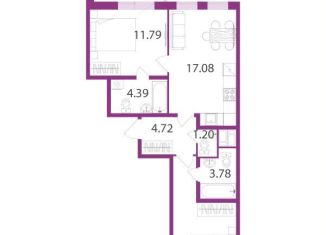 Двухкомнатная квартира на продажу, 56.7 м2, посёлок Шушары