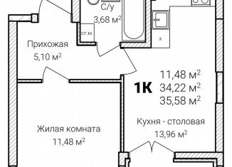 Продам 1-комнатную квартиру, 35.6 м2, Нижний Новгород, микрорайон Ярмарка