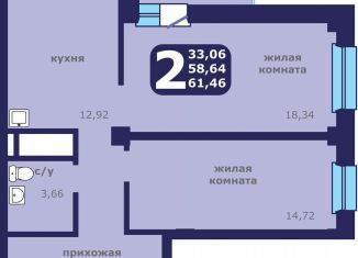 Продажа 2-ком. квартиры, 61.5 м2, Красноярский край, улица Шевченко, 1