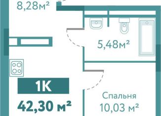 Продажа однокомнатной квартиры, 42.3 м2, Тюмень, улица Павла Никольского, 10к1блок2, ЖК Акватория