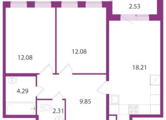 Продаю 2-ком. квартиру, 58.8 м2, посёлок Шушары