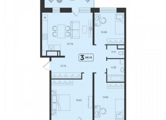 3-комнатная квартира на продажу, 88.2 м2, Тюмень, ЖК Горизонт