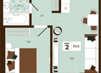 Продаю двухкомнатную квартиру, 39.8 м2, Тула