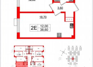 Продаю 1-ком. квартиру, 38.6 м2, Санкт-Петербург, муниципальный округ Гавань