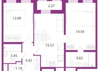 Продаю двухкомнатную квартиру, 55.9 м2, посёлок Шушары