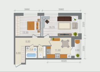 Продаю 2-ком. квартиру, 62.9 м2, деревня Разбегаево