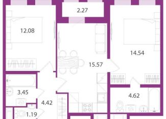 Продам 2-ком. квартиру, 55.9 м2, посёлок Шушары