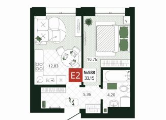 Продаю 1-ком. квартиру, 33.2 м2, Тула