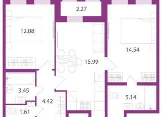 Продаю 2-комнатную квартиру, 57.2 м2, посёлок Шушары