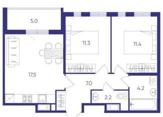 Продам двухкомнатную квартиру, 44.3 м2, посёлок Шушары, Старорусский проспект, 3к2