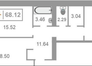 2-комнатная квартира на продажу, 68.1 м2, Тюмень, Широтная улица, 209к1