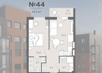 Продажа 1-ком. квартиры, 43.2 м2, Калининград, Стекольная улица, 41