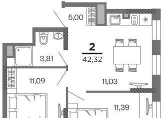 Продам 2-ком. квартиру, 42.3 м2, Рязань