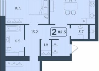 Продаю двухкомнатную квартиру, 82.3 м2, Тюмень, улица 50 лет Октября, 75к4