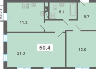 Продам 2-комнатную квартиру, 60.4 м2, поселок Мещерино, улица 4-й квартал, 21