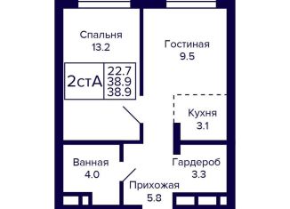 Продажа 2-комнатной квартиры, 38.9 м2, Новосибирск, метро Золотая Нива, улица Грибоедова, с1