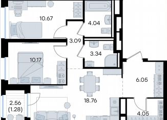 Продажа двухкомнатной квартиры, 61.5 м2, Татарстан