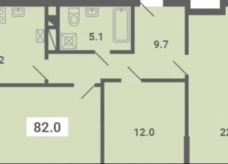 3-комнатная квартира на продажу, 82 м2, поселок Мещерино, улица 4-й квартал, 21