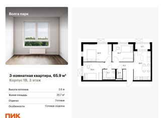 Продажа трехкомнатной квартиры, 65.9 м2, Ярославль, ЖК Волга Парк