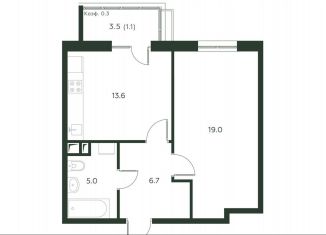 Продаю 2-ком. квартиру, 45.4 м2, деревня Лобаново