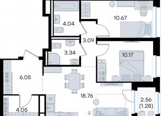Продажа 2-ком. квартиры, 61.5 м2, Татарстан