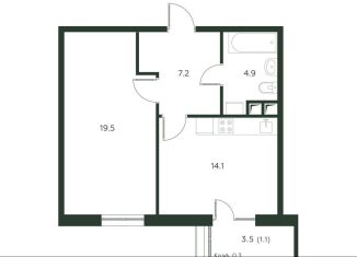 2-комнатная квартира на продажу, 46.8 м2, деревня Лобаново