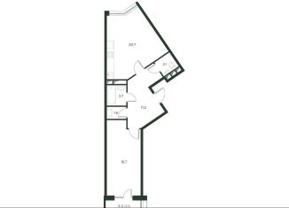 Продаю 2-комнатную квартиру, 56.1 м2, деревня Лобаново