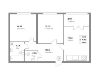 Продаю двухкомнатную квартиру, 69.3 м2, Калининград, улица Ватутина, 38А