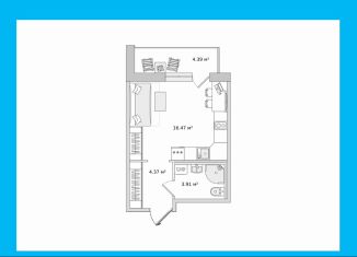 Продам квартиру студию, 24.4 м2, посёлок Парголово
