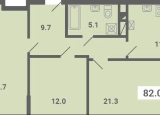 Продаю трехкомнатную квартиру, 82 м2, поселок Мещерино, улица 4-й квартал, 21
