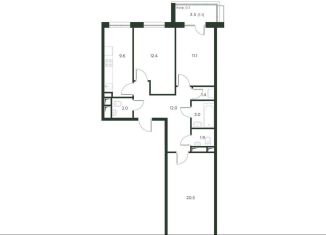 Продаю трехкомнатную квартиру, 75 м2, деревня Лобаново