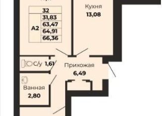 Продается 2-комнатная квартира, 66.4 м2, Калининград, Борисовский бульвар