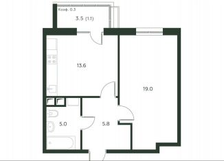 Продам 2-комнатную квартиру, 44.5 м2, деревня Лобаново