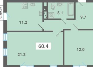 2-комнатная квартира на продажу, 60.4 м2, поселок Мещерино, улица 4-й квартал, 21