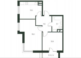 Продам 2-ком. квартиру, 56.9 м2, деревня Лобаново