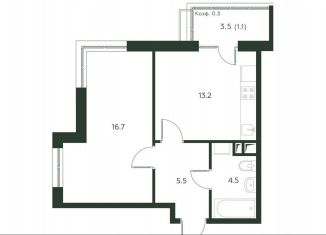 Продам 1-ком. квартиру, 41 м2, деревня Лобаново