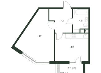 Продам 2-ком. квартиру, 48.5 м2, деревня Лобаново