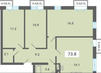 Продам 3-ком. квартиру, 73.8 м2, поселок Мещерино, улица 4-й квартал, 21