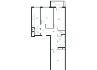 Продаю трехкомнатную квартиру, 74.9 м2, деревня Лобаново