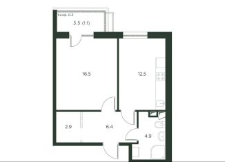 Продам 1-ком. квартиру, 44.3 м2, деревня Лобаново, Новая улица